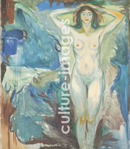 Edvard Munch, Stehender Akt vor blauem Hintergrund