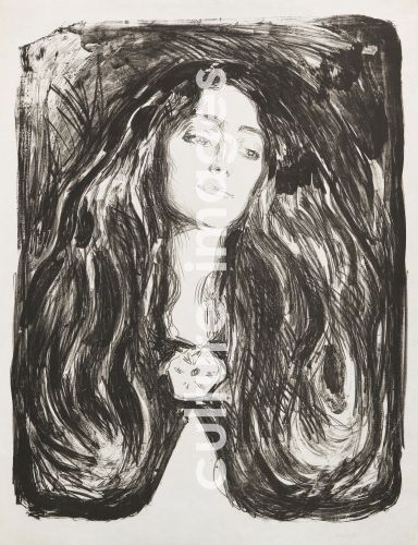 Edvard Munch, Munch, Edvard (1863-1944), Die Brosche. Eva Mudocci, Lithografie, Symbolismus, 1903, Norwegen, Privatsammlung, .