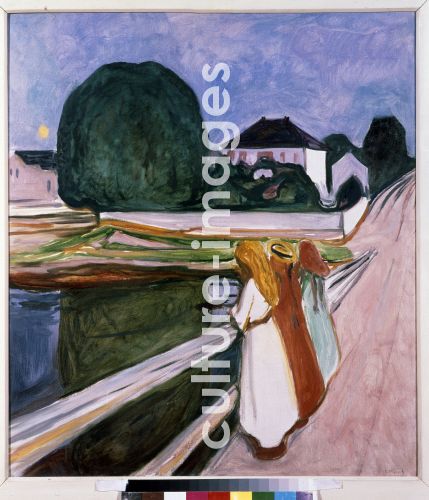 Edvard Munch, Weisse Nacht. Asgardstrand (Die Mädchen auf der Brücke)