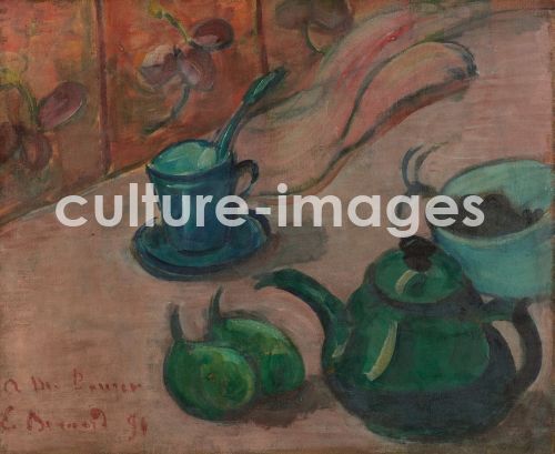 Émile Bernard, Still life with teapot, cup and fruit