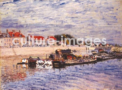 Alfred Sisley, Barges on the Loing at Saint-Mammès