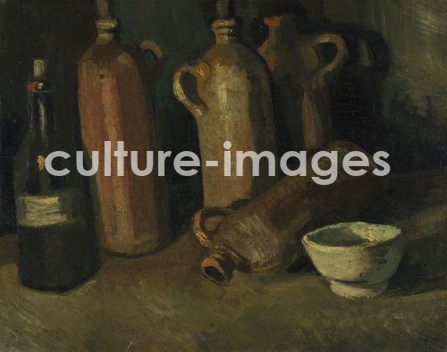 Vincent van Gogh, Still Life with Jars (Still life with four jugs, bottles and white bowl)