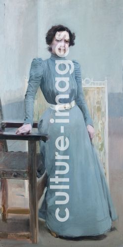 Joaquín Sorolla y Bastida, Clotilde in a grey dress