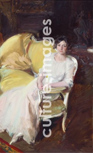 Joaquín Sorolla y Bastida, Clotilde Sitting on a Sofa