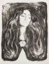 Edvard Munch, Munch, Edvard (1863-1944), The brooch. Eva Mudocci, Lithography, 1903, Symbolism, Norway, Private Collection,