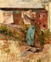 Camille Pissarro, Femme étendant du linge, Éragny